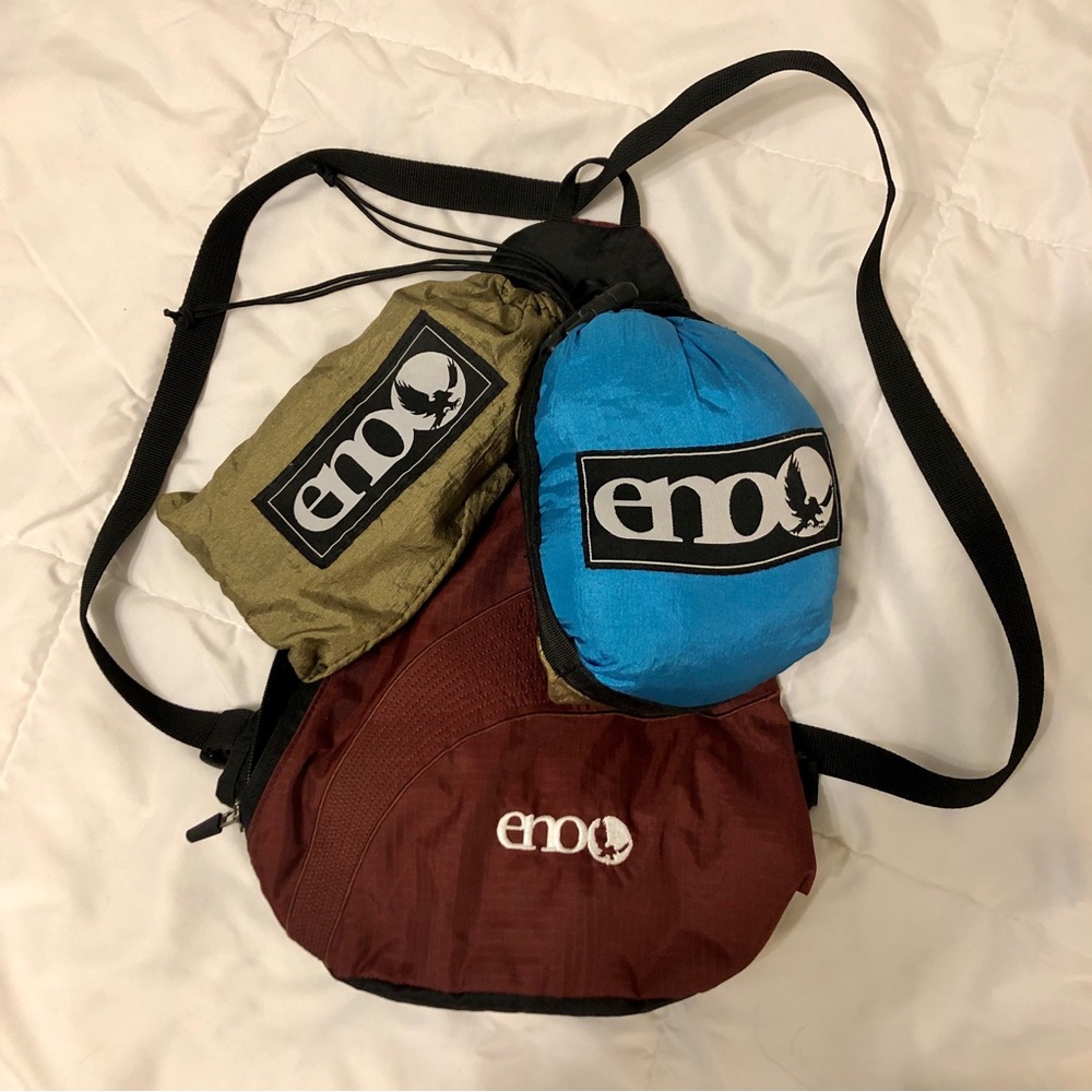 ENO Singlenest Teal and Khaki Hammock with Straps and Bag